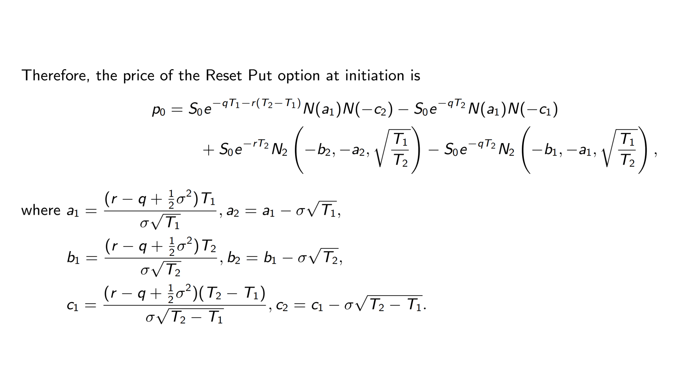 Reset Put Option